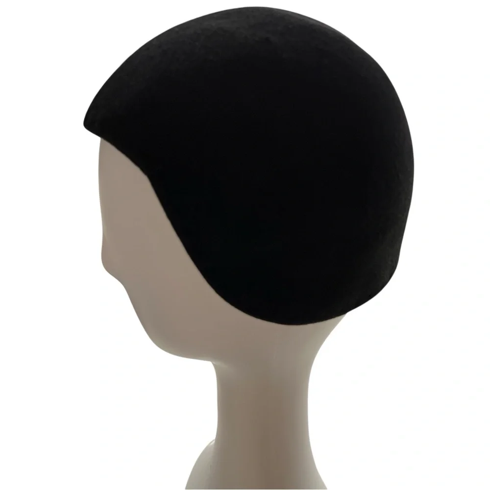 50s Doeskin Felt Capulet Black Wool Women's Hat Glencove Henry Pollak NY